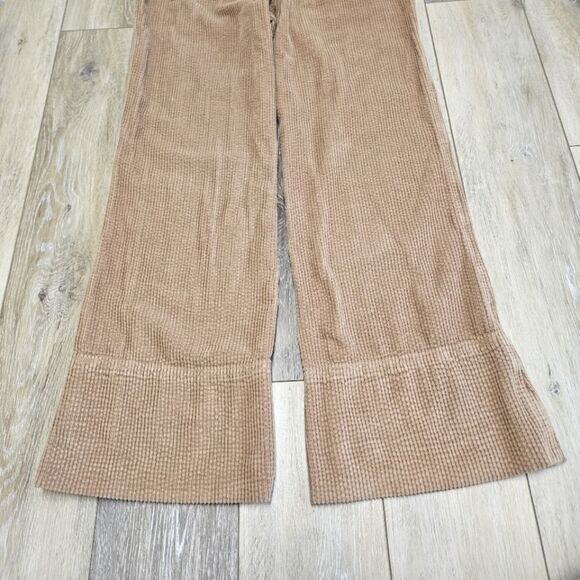 Aerie Corduroy Overalls Straight Leg Relaxed Fit Loose Women's Medium Tan Kakhi - Picture 11 of 11